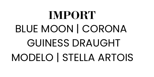 Crop of the actual Marina Kitchen menu showing GUINESS DRAUGHT in the Import beer list.